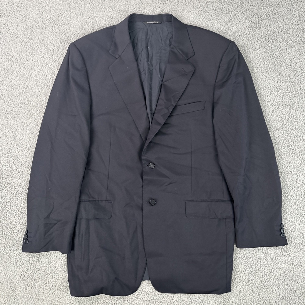Canali Super 140s Wool Blazer Men 44L Navy Blue IWS Lined 2 Button Made in Italy